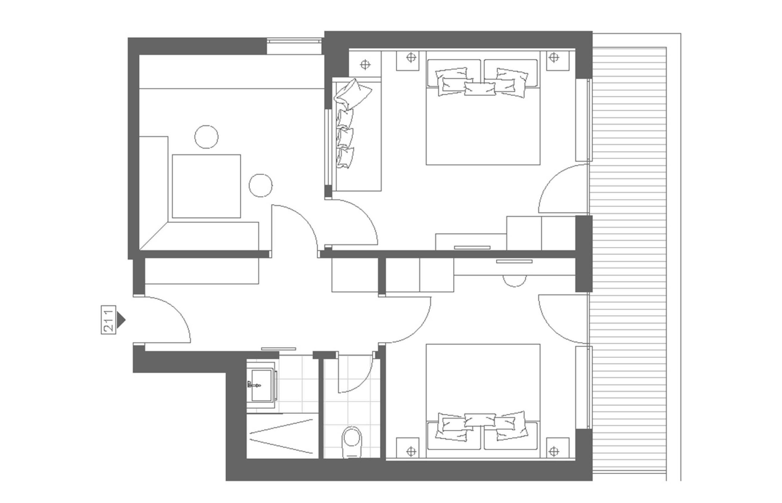 Alpin B2 Appartement Zimmerplan Rosentalerhof Saalbach Hinterglemm