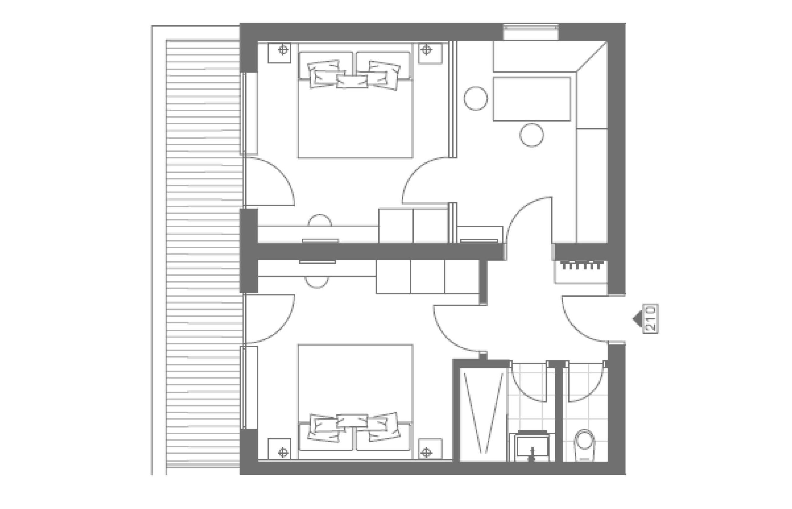 Alpin B2 Appartement Zimmerplan Rosentalerhof Saalbach Hinterglemm